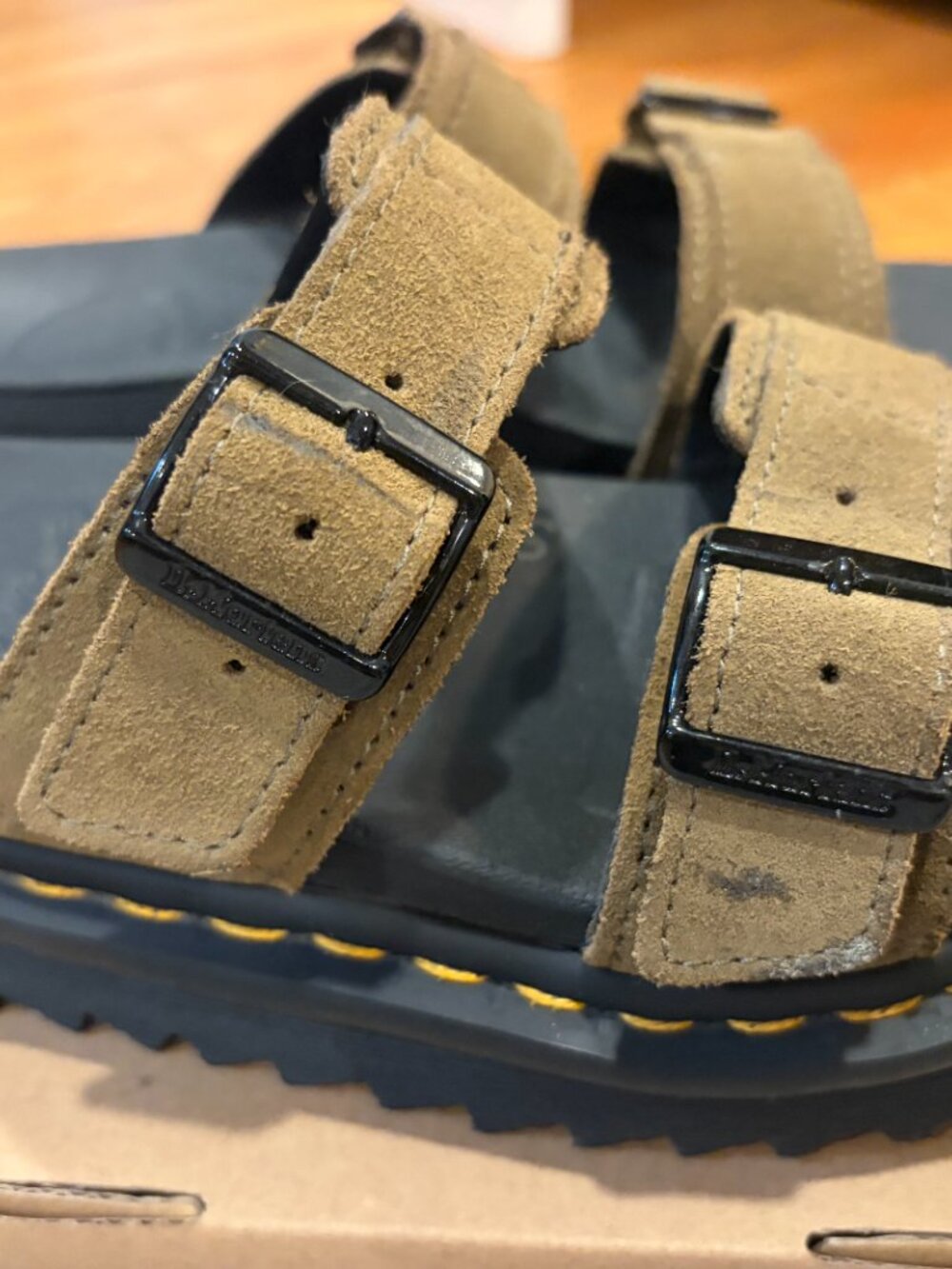 DR MARTENS Myles Sandal- Bronx Brown Suede Buckle- Size 7 Womens